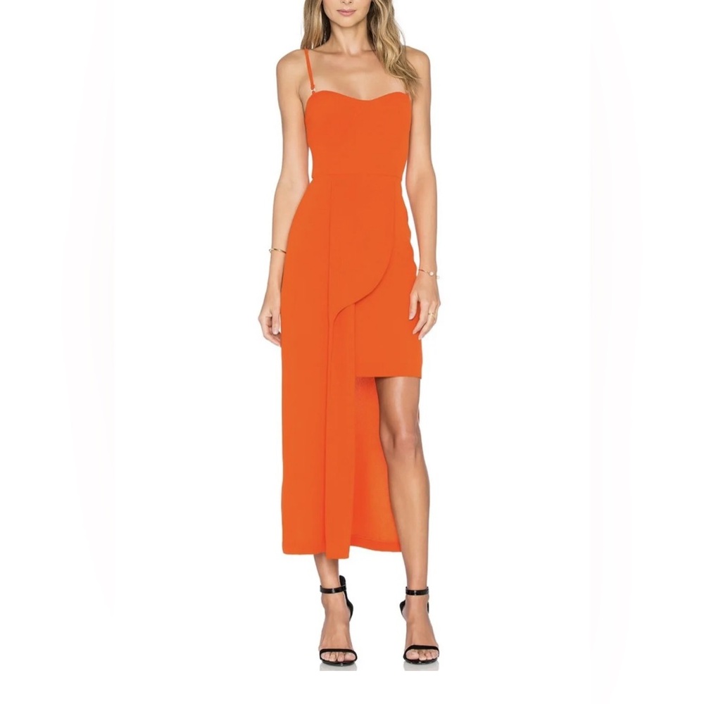 ELLIATT Exotic Asymmetrical Dress in Burnt Orange Strapless Size‎ large  Revolve